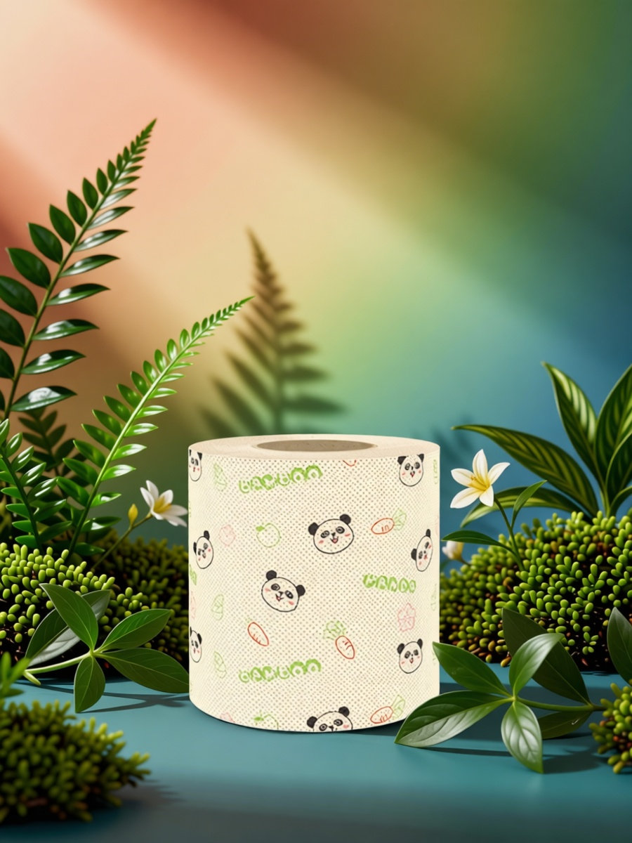 Home Bathroom Decor - Bamboo Toilet Paper Roll Panda Printed