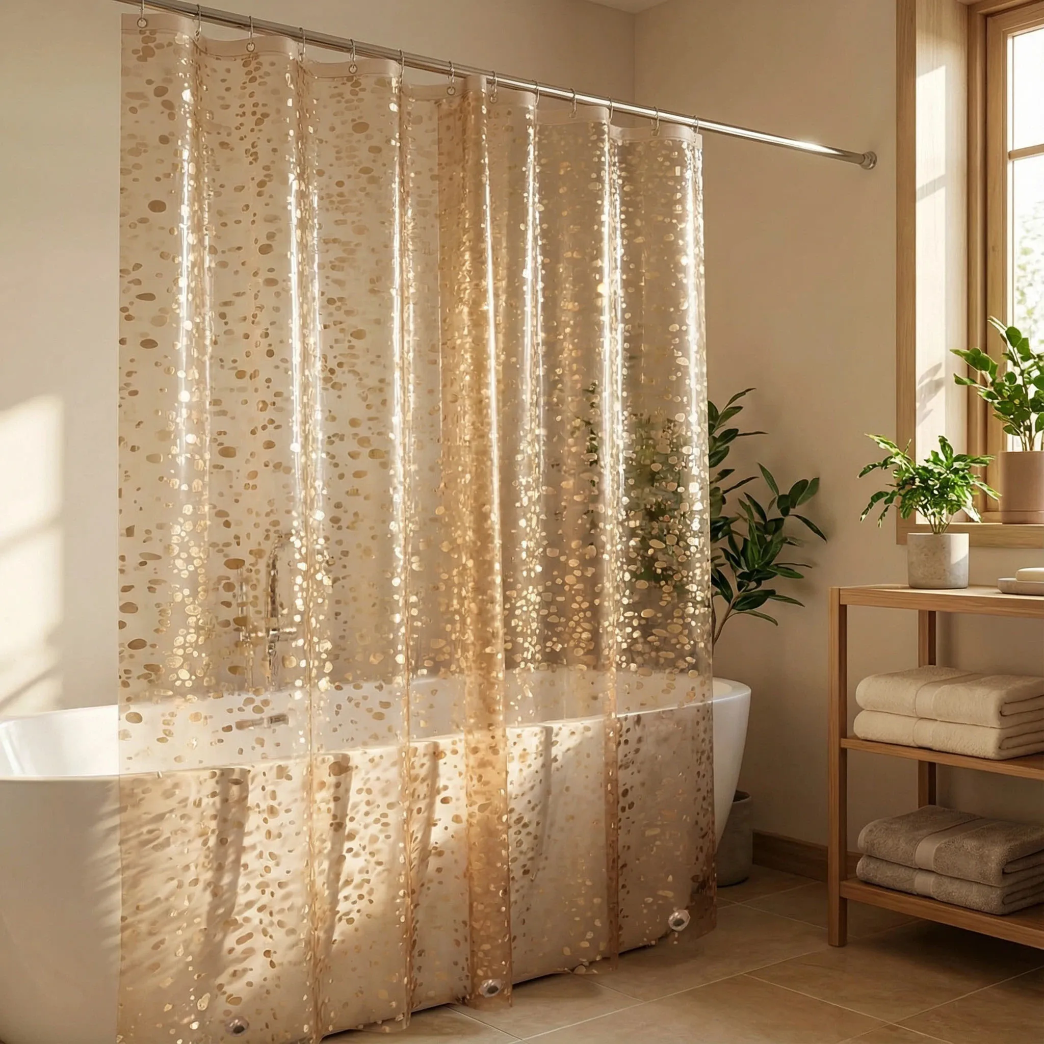 Shower Curtain Liner - 3D Pebble Design Shower Curtain Waterproof
