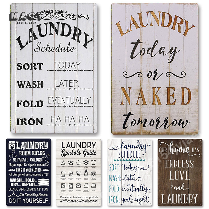 Slogan Metal Tin Sign Laundry  - Home Bathroom Decor 评论和价格
