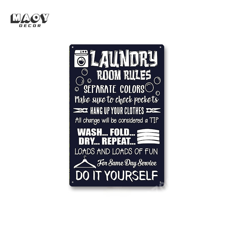 Slogan Metal Tin Sign Laundry  - Home Bathroom Decor 评论和价格