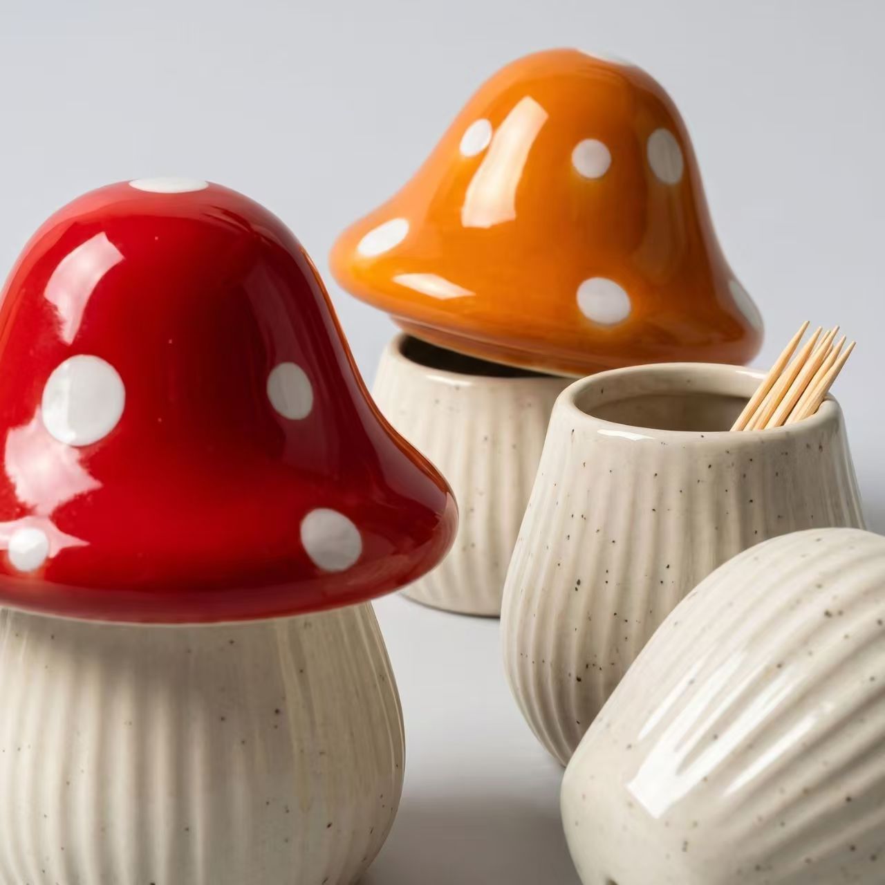 Cartoon Mushroom Ceramic Stora - Home Bathroom Decor 评论和价格