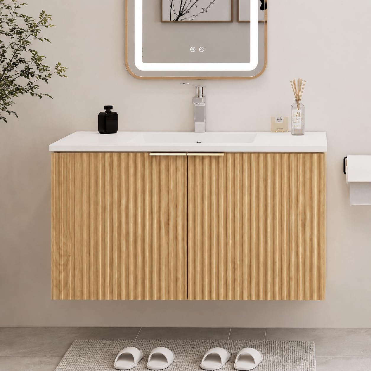 Modern Floating Bathroom Vanit - Home In Bathroom 评论和价格