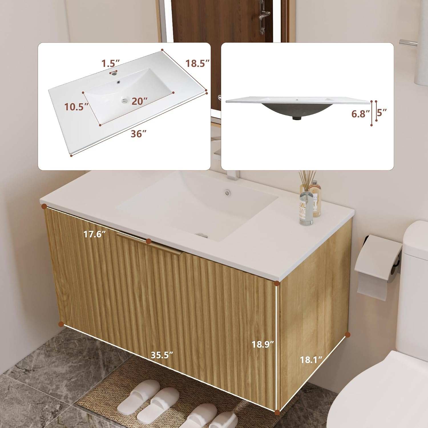 Modern Floating Bathroom Vanit - Home In Bathroom 评论和价格