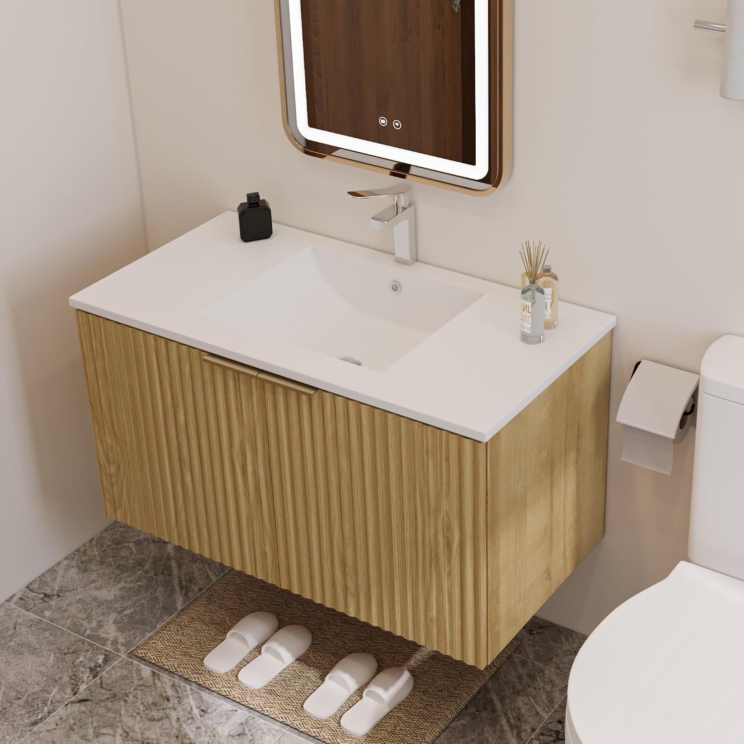 Modern Floating Bathroom Vanit - Home In Bathroom 评论和价格