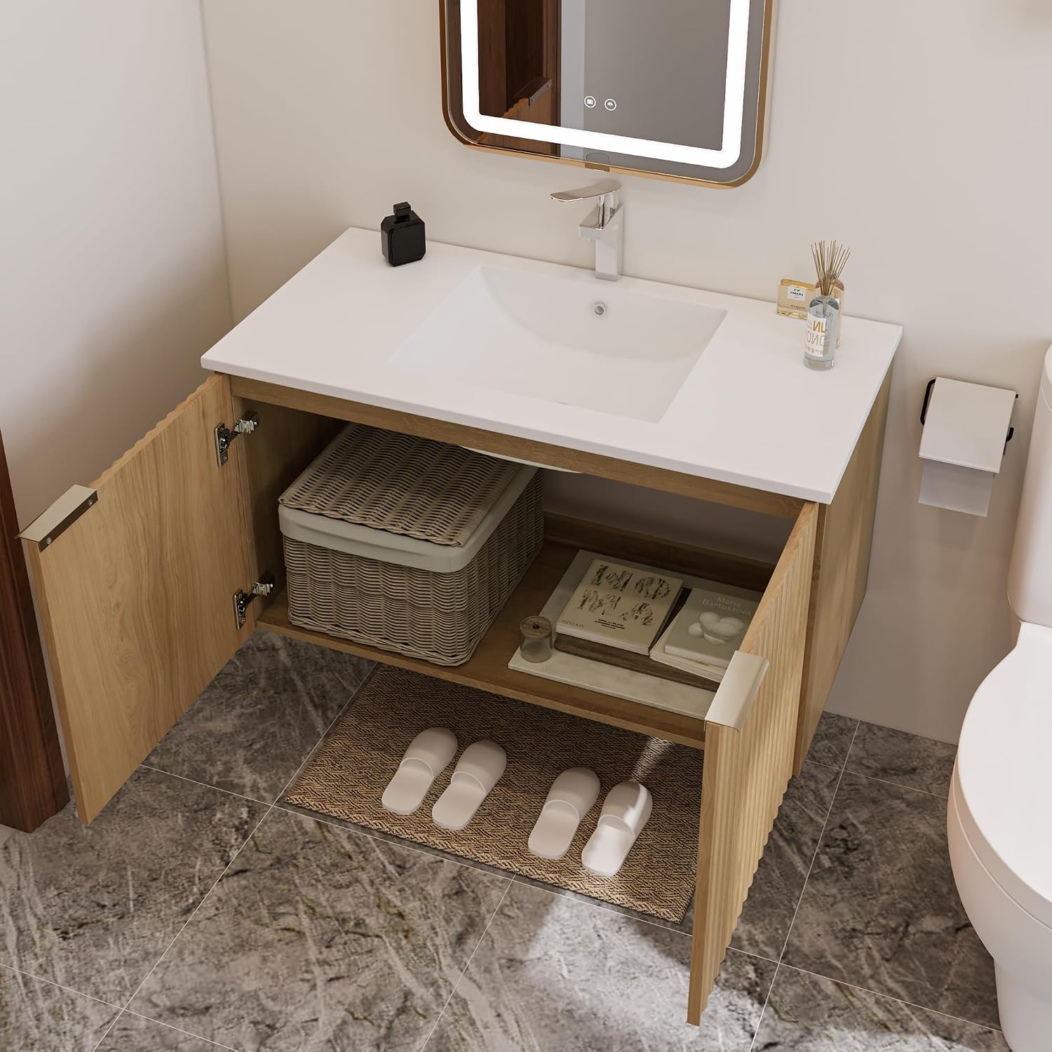Modern Floating Bathroom Vanit - Home In Bathroom 评论和价格