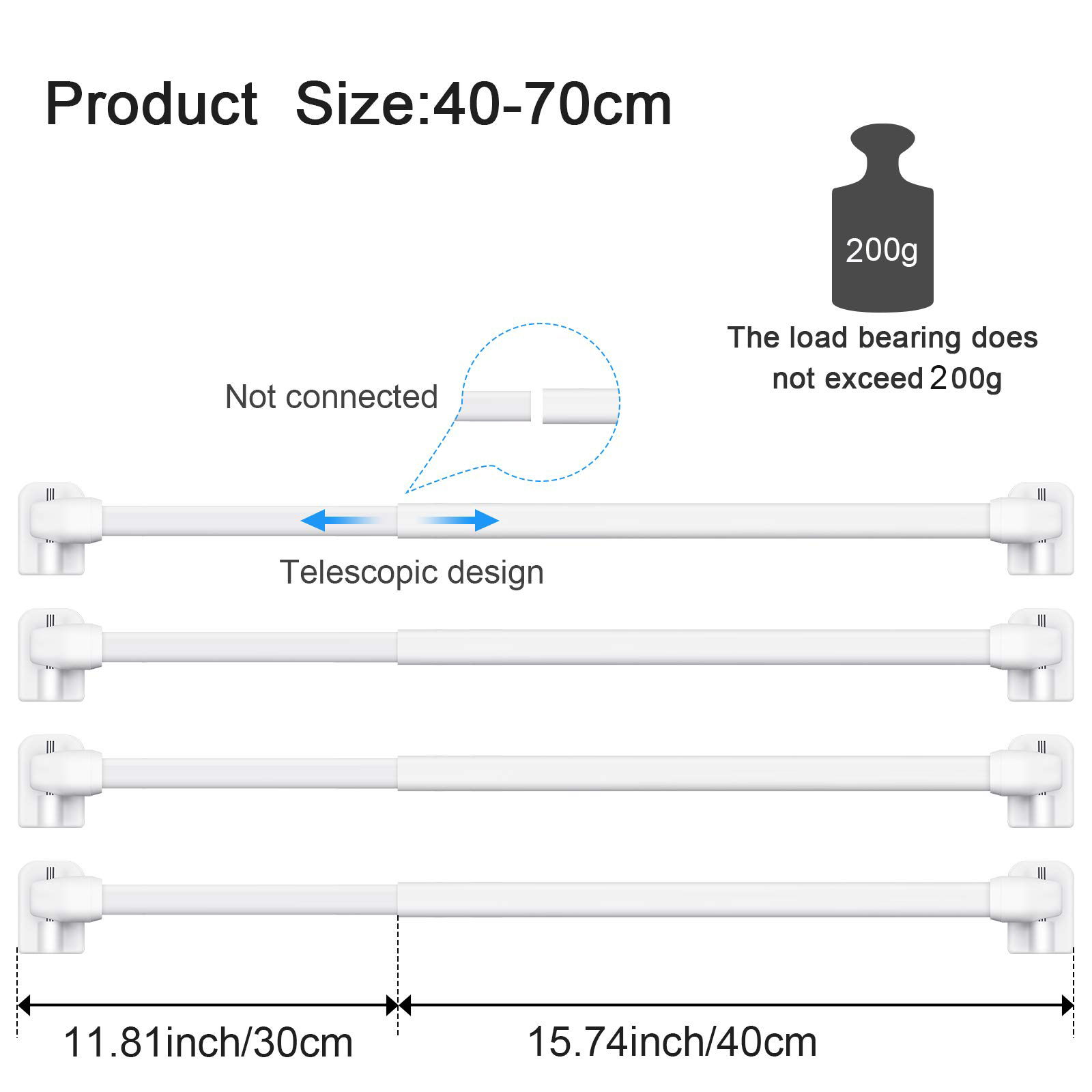 4Pcs Adjustable Curtain Rod Ba - Shower Curtain Liner 评论和价格