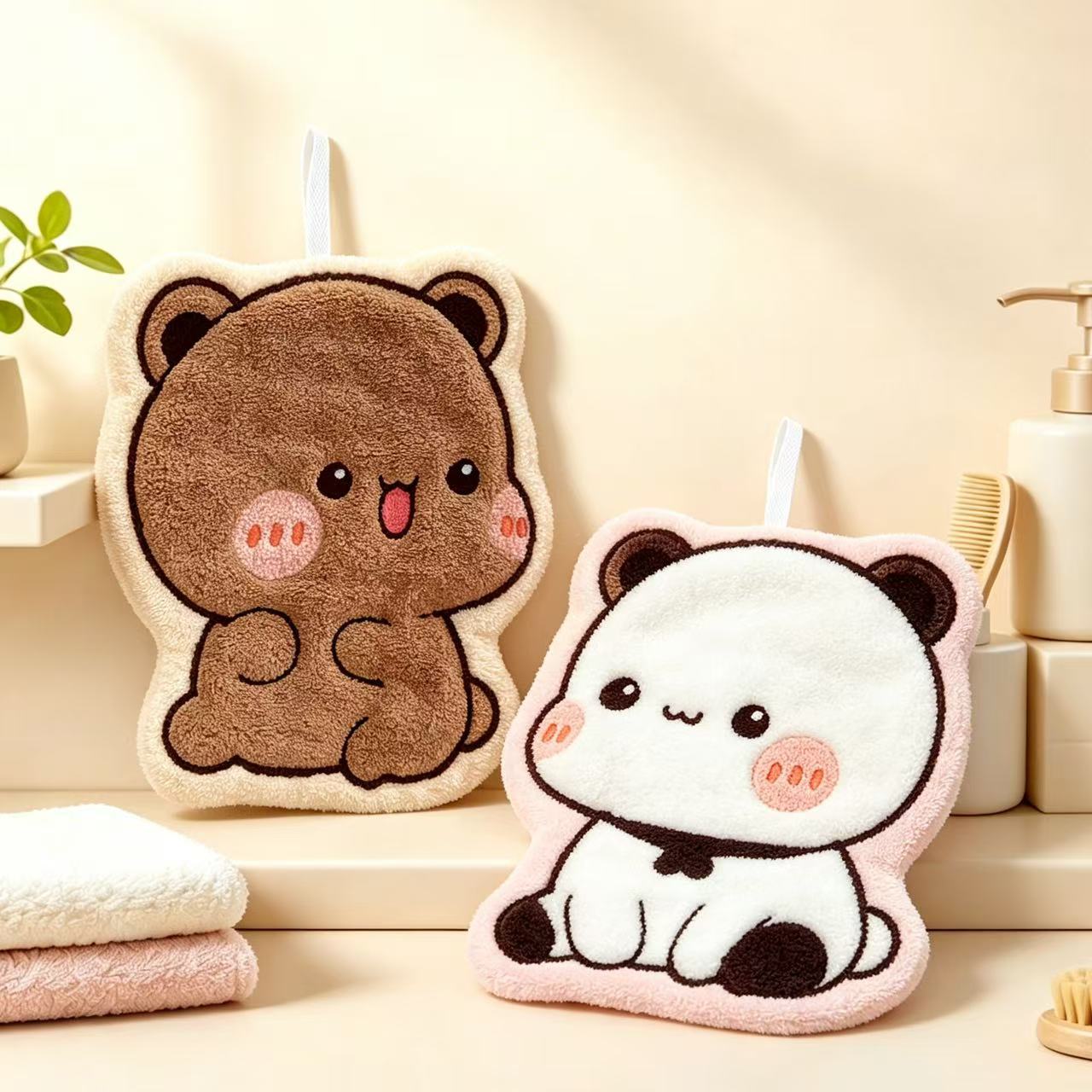 Cartoon Bear Panda Hanging Han - Home Bathroom Decor 评论和价格