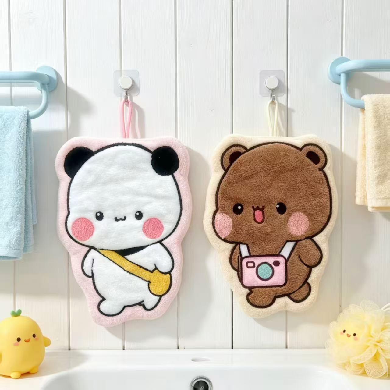 Cartoon Bear Panda Hanging Han - Home Bathroom Decor 评论和价格