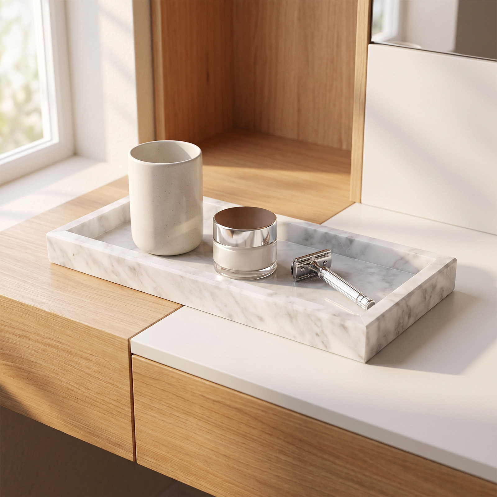 Marble Tray Rectangle for Bath - Home Bathroom Decor 评论和价格