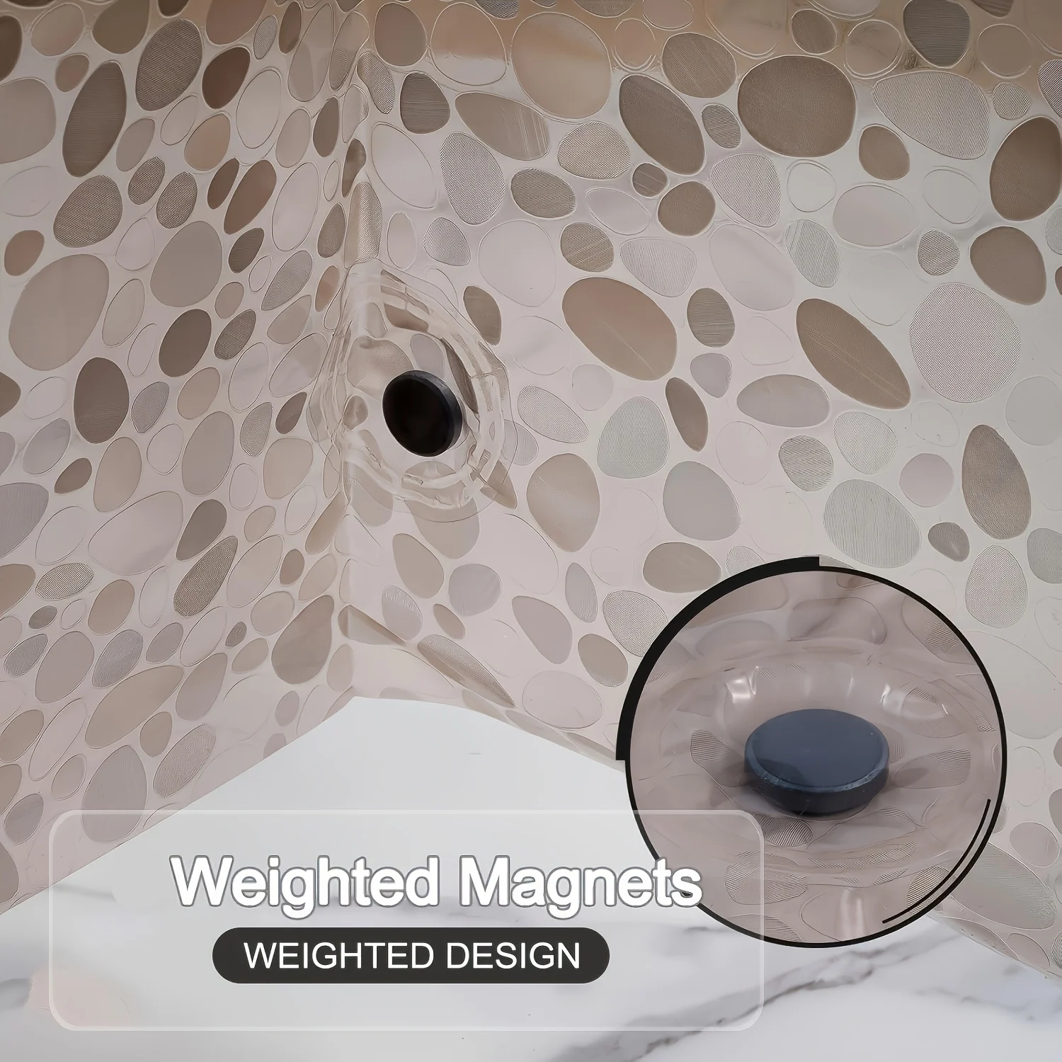 3D Pebble Design Shower Curtai - Shower Curtain Liner 评论和价格