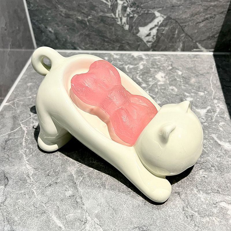 Cute Cat Drain Soap Holder Con - Home Center Bathroom Accessories 评论和价格