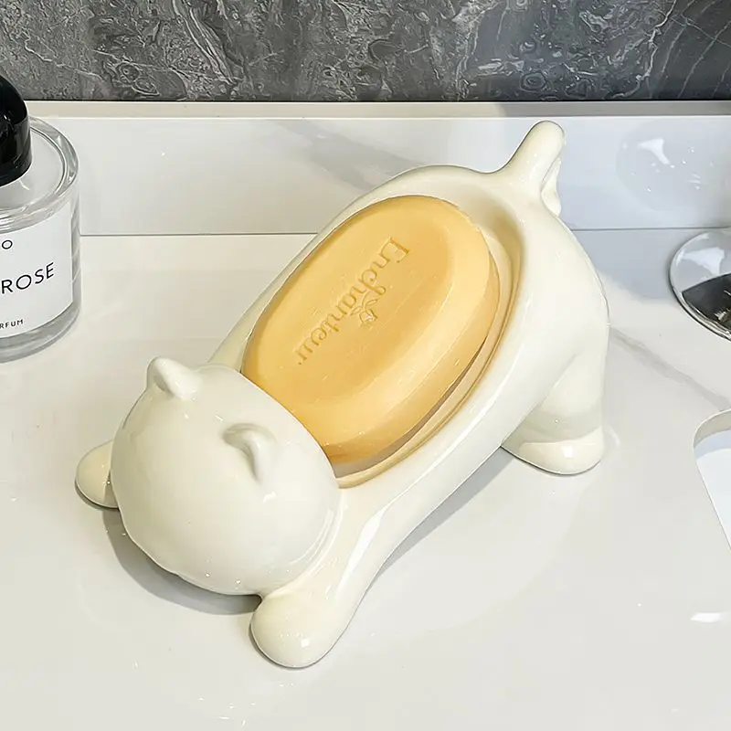 Cute Cat Drain Soap Holder Con - Home Center Bathroom Accessories 评论和价格