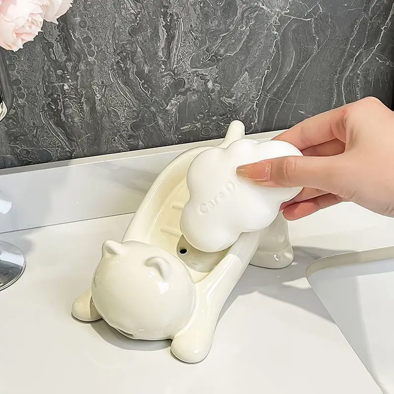 Cute Cat Drain Soap Holder Con - Home Center Bathroom Accessories 评论和价格