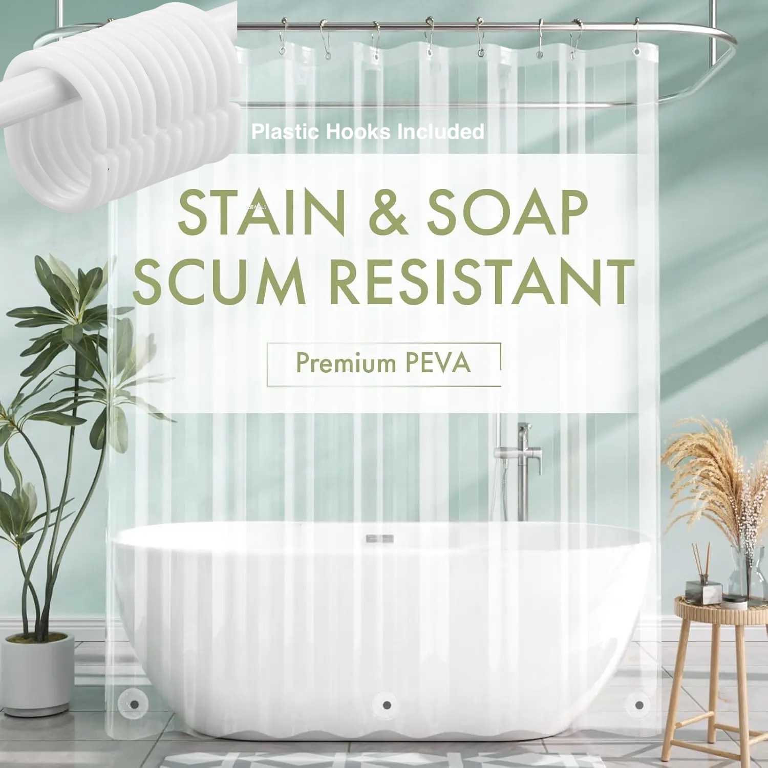 1pc Lightweight Waterproof Cle - Shower Curtain Liner 评论和价格