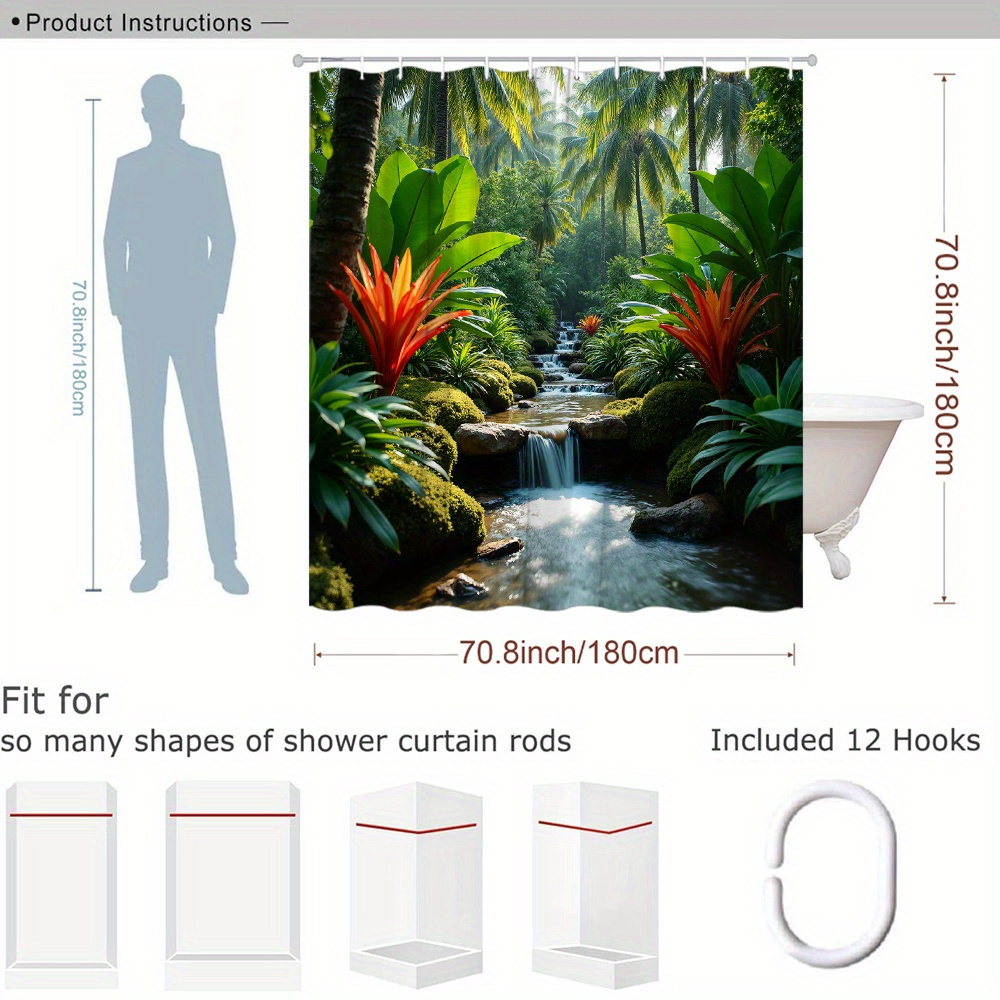 Tropical Jungle Shower Curtain - Shower Curtain Liner 评论和价格