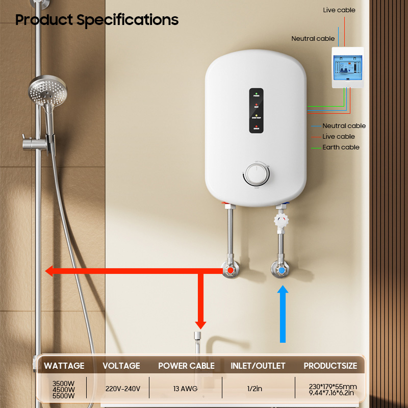 Home 220V 3500W/5500W Kitchen  - Home Bathroom Geyser 评论和价格