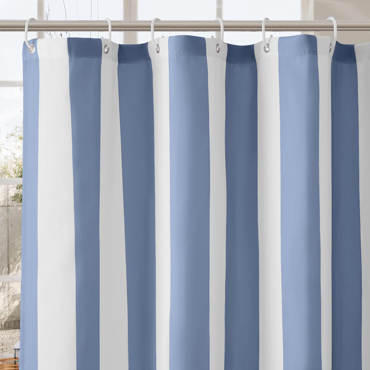 Modern Blue White Striped Show - Shower Curtain Liner 评论和价格