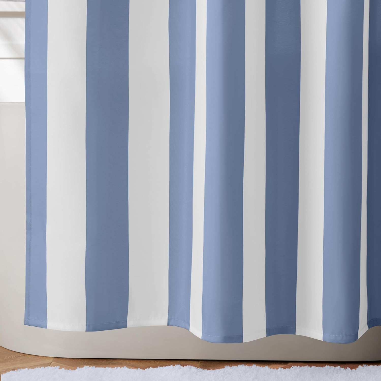 Modern Blue White Striped Show - Shower Curtain Liner 评论和价格