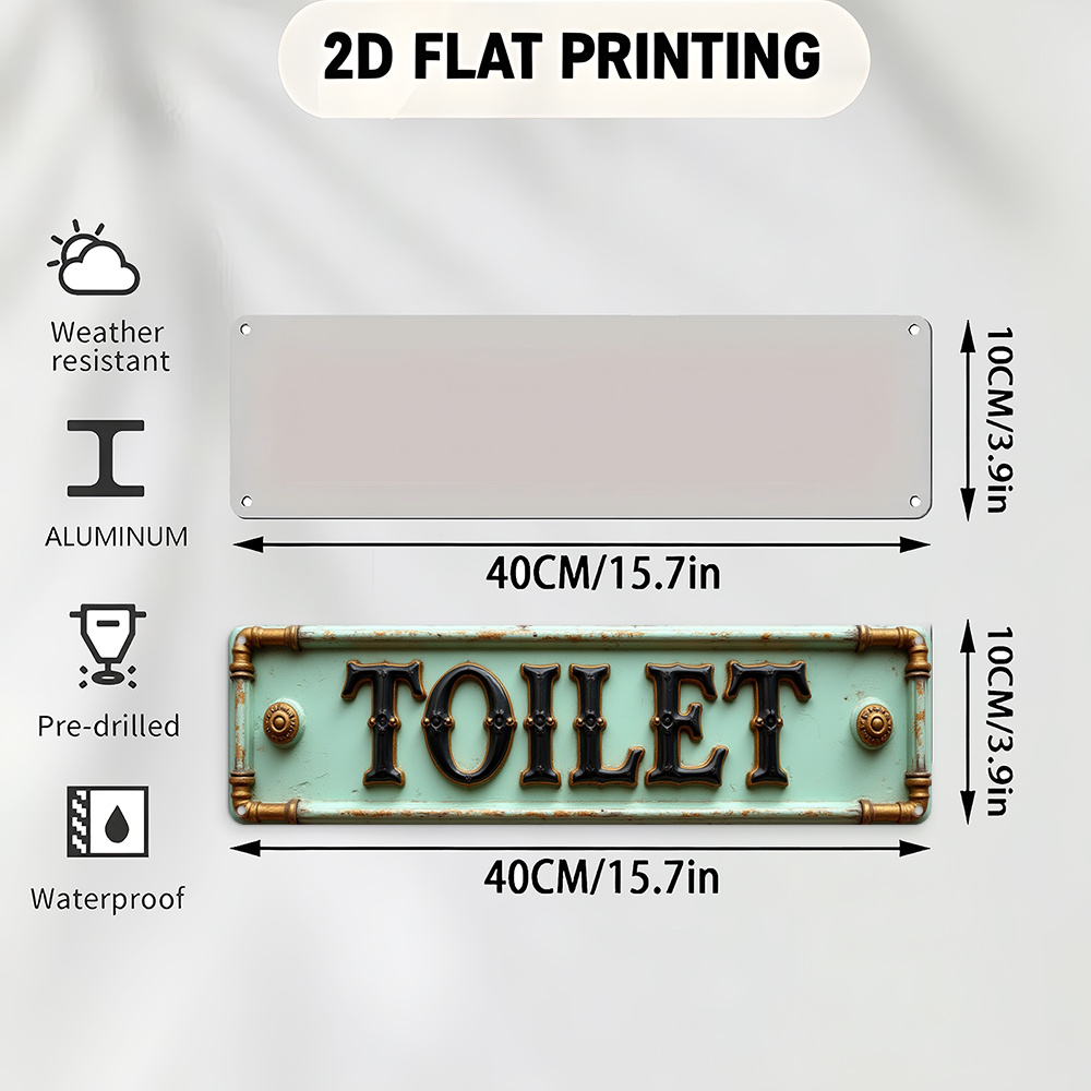 2D Flat, Vintage Toilet Sign - - Home Bathroom Decor 评论和价格